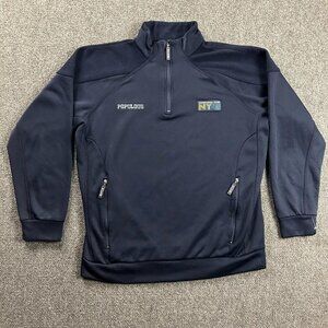 Super Bowl XLVIII 1/4 Zip Pullover Mens Medium‎ Blue Sweatshirt 100% Polyester